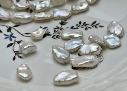 One Piece 10-13x15-20 mm AAA Very Rare Natural White Freshwater Flat Keshi Pearl Genuine High Luster Natural Keshi Nugget Pearl #P2220
