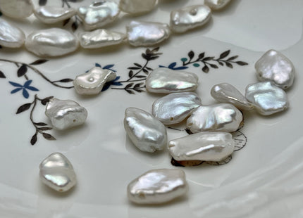 One Piece 10-13x15-20 mm AAA Very Rare Natural White Freshwater Flat Keshi Pearl Genuine High Luster Natural Keshi Nugget Pearl #P2220