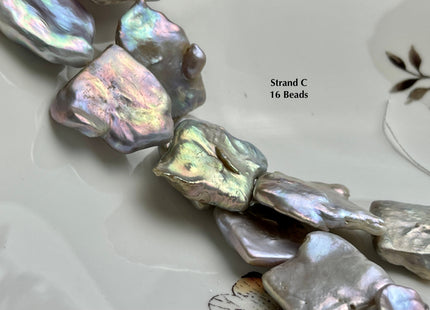 One-Of-A-Kind 19-27x22-38 mm Very Rare Natural Mauve Pink Irregular Square Flat Keshi Freshwater Pearl Beads Genuine Pearl Beads #P2207