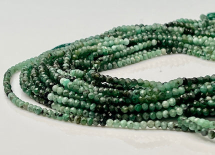 2.5 mm Natural Shaded Emerald Gemstone Beads Faceted Round Shape Genuine Green Emerald Tiny Gemstone Bead 12.5 Inches Strand #4144