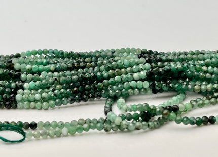 2.5 mm Natural Shaded Emerald Gemstone Beads Faceted Round Shape Genuine Green Emerald Tiny Gemstone Bead 12.5 Inches Strand #4144
