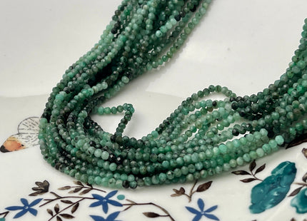 2.5 mm Natural Shaded Emerald Gemstone Beads Faceted Round Shape Genuine Green Emerald Tiny Gemstone Bead 12.5 Inches Strand #4144