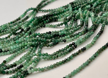 2.5 mm Natural Shaded Emerald Gemstone Beads Faceted Round Shape Genuine Green Emerald Tiny Gemstone Bead 12.5 Inches Strand #4144