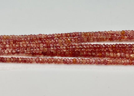 3 mm Natural Orange Red Sapphire Gemstone Beads Faceted Rondelle Shape Genuine Orange Red Sapphire Gemstone Beads 15 Inches Strand #4152