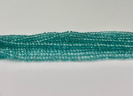 3.5 mm Natural Aqua Blue Apatite Gemstone Beads Faceted Rondelle Shape Genuine Blue Apatite Gemstone Beads 13 Inches Strand #4158