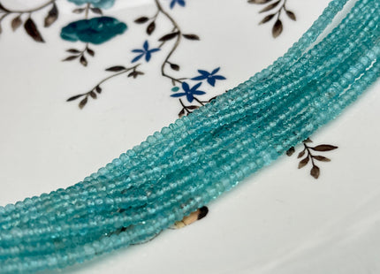 3.5 mm Natural Aqua Blue Apatite Gemstone Beads Faceted Rondelle Shape Genuine Blue Apatite Gemstone Beads 13 Inches Strand #4158