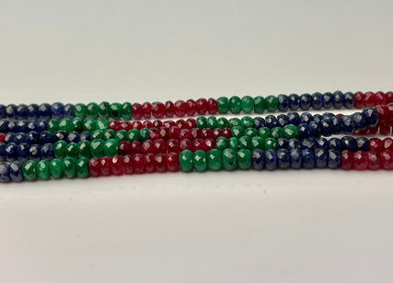 3-5 mm Natural Emerald Sapphire Ruby Gemstone Beads Faceted Rondelle Shape Genuine Green Blue Red Gemstone Beads 13-14 Inches Strand #4163