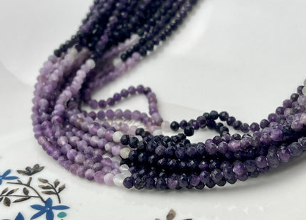 3 mm Natural Shaded Sugilite Gemstone Beads Faceted Round Shape Genuine Purple Sugilite Tiny Gemstone Bead 12.5 Inches Strand #4167