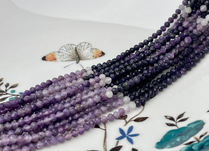 3 mm Natural Shaded Sugilite Gemstone Beads Faceted Round Shape Genuine Purple Sugilite Tiny Gemstone Bead 12.5 Inches Strand #4167