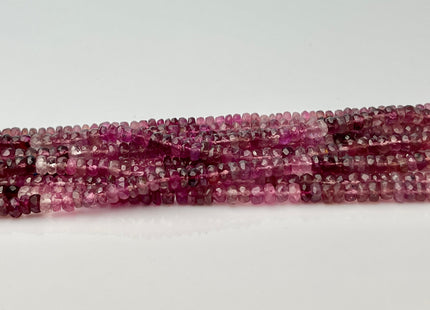 3.5-4 mm Natural Shaded Pink Tourmaline Gemstone Beads Faceted Rondelle Shape Genuine Pink Tourmaline Gemstone Bead 14 Inches Strand #4170
