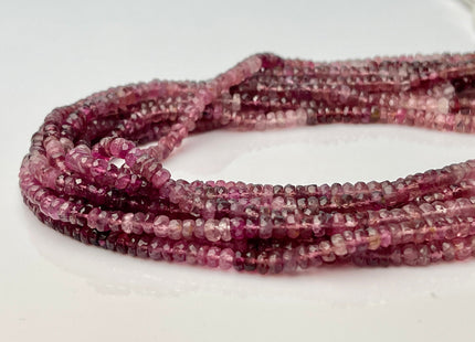 3.5-4 mm Natural Shaded Pink Tourmaline Gemstone Beads Faceted Rondelle Shape Genuine Pink Tourmaline Gemstone Bead 14 Inches Strand #4170