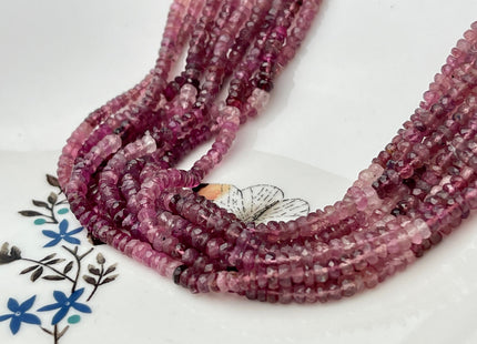 3.5-4 mm Natural Shaded Pink Tourmaline Gemstone Beads Faceted Rondelle Shape Genuine Pink Tourmaline Gemstone Bead 14 Inches Strand #4170
