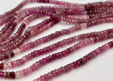 3.5-4 mm Natural Shaded Pink Tourmaline Gemstone Beads Faceted Rondelle Shape Genuine Pink Tourmaline Gemstone Bead 14 Inches Strand #4170