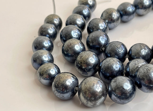 15-16mm Jumbo Extra Shiny Large Hole Half Strand Dark Peacock Edison Freshwater Pearls Hole Size 2.1mm Genuine Edison Pearl 12 Pieces #P2198