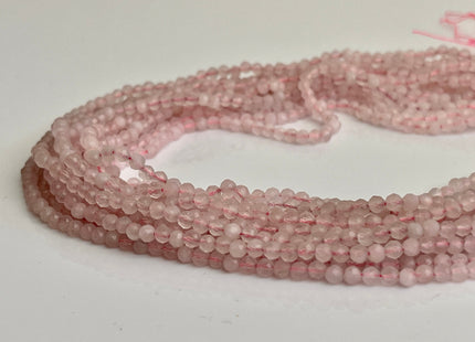 BEST DEAL 3-3.5 mm Faceted Round Tiny Rose Quartz Gemstone Beads Genuine Natural Pink Rose Quartz Loose Beads 15.5 Inches Strand #4175