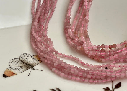 BEST DEAL 2.5 mm Faceted Round Tiny Rose Quartz Gemstone Beads Genuine Natural Pink Rose Quartz Loose Beads 15.5 Inches Strand #4176