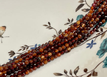 3.5mm AAA Faceted Round Tiny Hassonite Garnet Beads Genuine Natural Shaded Hassonite Garnet Loose Beads 15.5 Inches Strand #4178