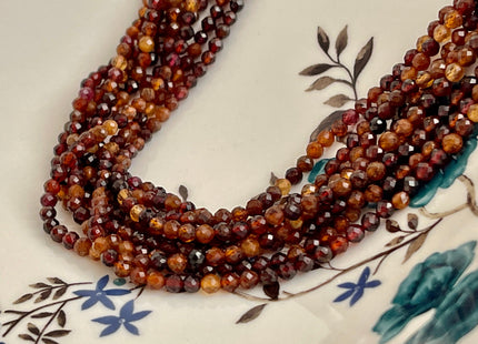 3.5mm AAA Faceted Round Tiny Hassonite Garnet Beads Genuine Natural Shaded Hassonite Garnet Loose Beads 15.5 Inches Strand #4178