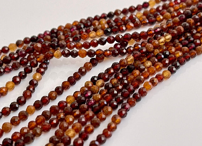 3.5mm AAA Faceted Round Tiny Hassonite Garnet Beads Genuine Natural Shaded Hassonite Garnet Loose Beads 15.5 Inches Strand #4178