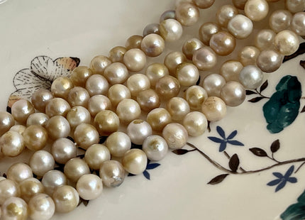 8-10 mm AA Natural Champagne Color Potato Freshwater Pearl Beads Genuine Natural Freshwater Pearl Beads 50 Beads#P2199