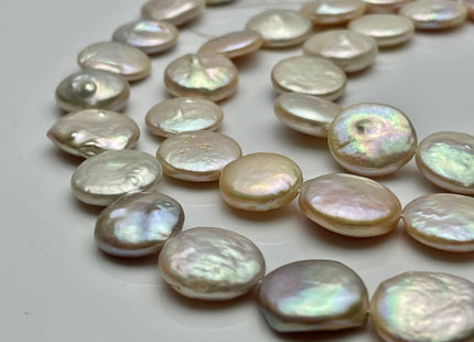 15-16 mm Natural Pink Color Round Flat Coin Freshwater Pearls Genuine Freshwater Flat Coin Pearl Beads #411