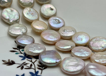 15-16 mm Natural Pink Color Round Flat Coin Freshwater Pearls Genuine Freshwater Flat Coin Pearl Beads #411