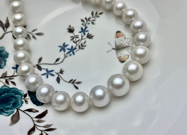 11-16 mm AAAAA Jumbo Size Freshwater Baroque Edison Pearl Beads Genuine Super High Luster Natural White Round Edison Pearls #P2208