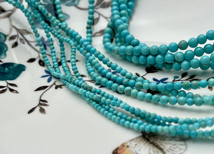 2mm 3mm 4mm 6mm Smooth Round Turquoise Gemstone Beads 15.5 Inches Strand #4179