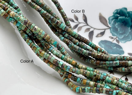 4 mm 100% All Natural Turquoise Heishi Rondelle Shape Genuine Rare Natural Color Turquoise Gemstones Loose Beads 15.5 Inches Strand #4183
