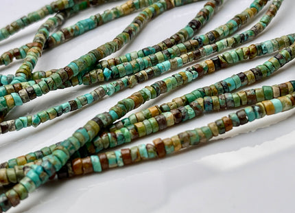 4 mm 100% All Natural Turquoise Heishi Rondelle Shape Genuine Rare Natural Color Turquoise Gemstones Loose Beads 15.5 Inches Strand #4183