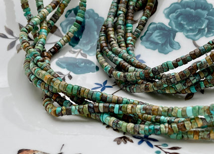 4 mm 100% All Natural Turquoise Heishi Rondelle Shape Genuine Rare Natural Color Turquoise Gemstones Loose Beads 15.5 Inches Strand #4183