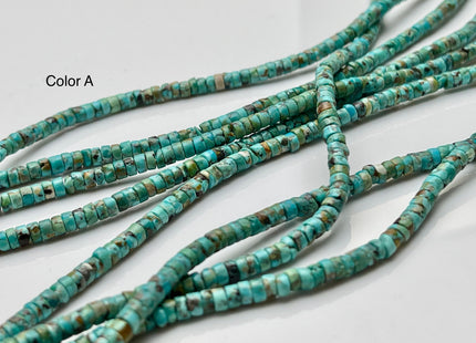 4 mm 100% All Natural Turquoise Heishi Rondelle Shape Genuine Rare Natural Color Turquoise Gemstones Loose Beads 15.5 Inches Strand #4182