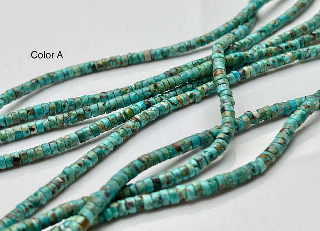 4 mm 100% All Natural Turquoise Heishi Rondelle Shape Genuine Rare Natural Color Turquoise Gemstones Loose Beads 15.5 Inches Strand #4182