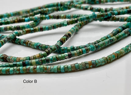 4 mm 100% All Natural Turquoise Heishi Rondelle Shape Genuine Rare Natural Color Turquoise Gemstones Loose Beads 15.5 Inches Strand #4182
