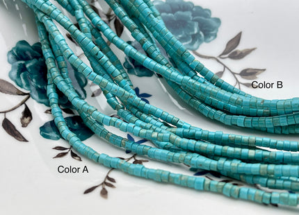 3-3.5 mm Natural Magnesite Turquoise Color Heishi Rondelle Shape Magnesite Turquoise Gemstones Loose Beads 15 Inches Strand #4181