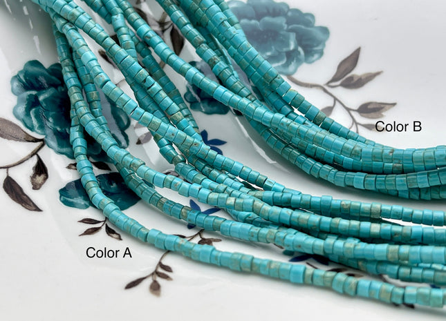 3-3.5 mm Natural Magnesite Turquoise Color Heishi Rondelle Shape Magnesite Turquoise Gemstones Loose Beads 15 Inches Strand #4181