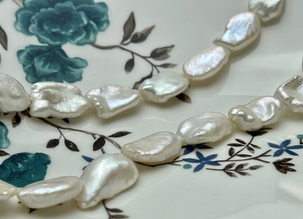 One Piece 10-13x15-20 mm AAA Very Rare Natural White Freshwater Flat Keshi Pearl Genuine High Luster Natural Keshi Nugget Pearl #P2220