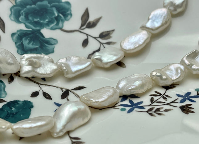 One Piece 10-13x15-20 mm AAA Very Rare Natural White Freshwater Flat Keshi Pearl Genuine High Luster Natural Keshi Nugget Pearl #P2220