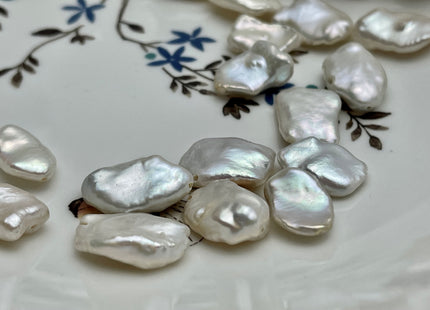 One Piece 10-13x15-20 mm AAA Very Rare Natural White Freshwater Flat Keshi Pearl Genuine High Luster Natural Keshi Nugget Pearl #P2220