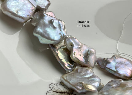 One-Of-A-Kind 19-27x22-38 mm Very Rare Natural Mauve Pink Irregular Square Flat Keshi Freshwater Pearl Beads Genuine Pearl Beads #P2207