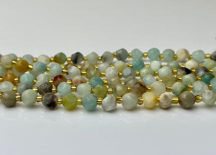 6 mm Faceted Star Cut Amazonite Gemstone Beads Genuine Faceted Green Amazonite Gemstone Loose Beads 15 Inches Strand 50 Beads #4186