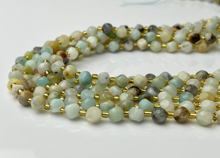 6 mm Faceted Star Cut Amazonite Gemstone Beads Genuine Faceted Green Amazonite Gemstone Loose Beads 15 Inches Strand 50 Beads #4186