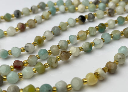 6 mm Faceted Star Cut Amazonite Gemstone Beads Genuine Faceted Green Amazonite Gemstone Loose Beads 15 Inches Strand 50 Beads #4186