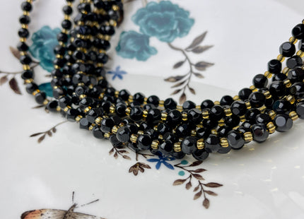 6 mm Faceted Star Cut Onyx Gemstone Beads Genuine Faceted Black Onyx Gemstone Loose Beads 15 Inches Strand 50 Beads #4191