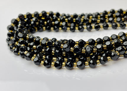 6 mm Faceted Star Cut Onyx Gemstone Beads Genuine Faceted Black Onyx Gemstone Loose Beads 15 Inches Strand 50 Beads #4191