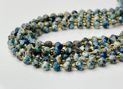 6 mm Faceted Star Cut K2 Jasper Gemstone Beads Genuine Faceted Blue Jasper Gemstone Loose Beads 15 Inches Strand 50 Beads #4199