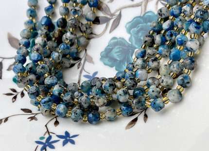 6 mm Faceted Star Cut K2 Jasper Gemstone Beads Genuine Faceted Blue Jasper Gemstone Loose Beads 15 Inches Strand 50 Beads #4199