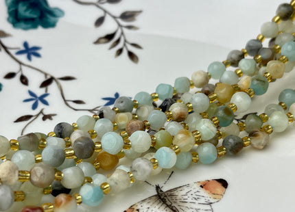 6 mm Faceted Star Cut Amazonite Gemstone Beads Genuine Faceted Green Amazonite Gemstone Loose Beads 15 Inches Strand 50 Beads #4186