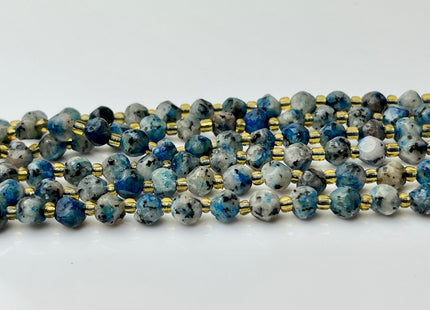6 mm Faceted Star Cut K2 Jasper Gemstone Beads Genuine Faceted Blue Jasper Gemstone Loose Beads 15 Inches Strand 50 Beads #4199