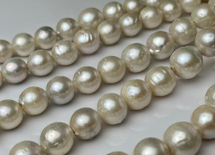 12-14 mm Natural White Baroque Half Strand Large Hole Freshwater Pearl Beads 2.2mm Hole Natural White Edison Baroque #1013